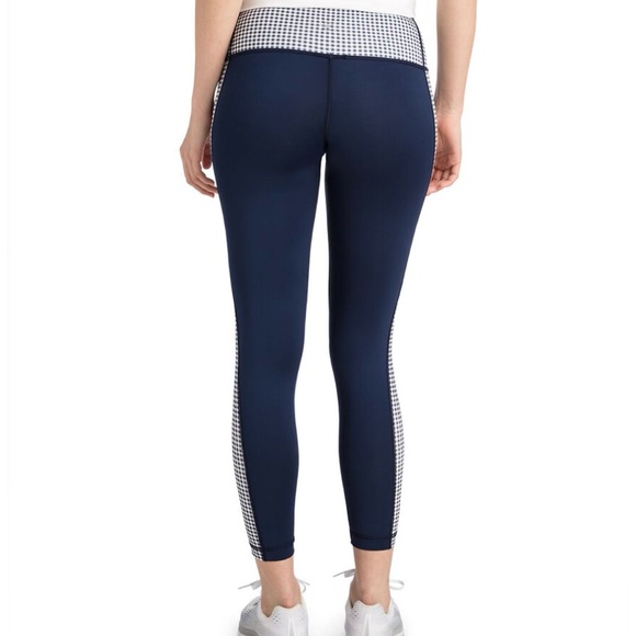 Vineyard Vines Navy Blue Gingham Leggings Performance Women’s size Large - Picture 2 of 9